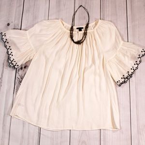 Ann Taylor Cream & Black Flowy Top Size Medium